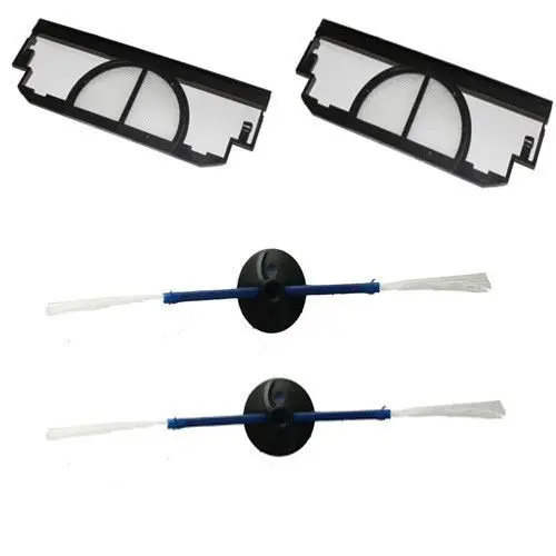 

2 x 2- armed Side brush 2 x Black Filter Replace Pack For iRobot Roomba 400 Series Vacuum Cleaner Accessory