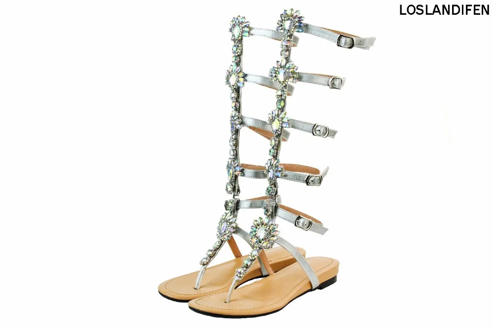 

Best Selling Women Ladies Handcrafted Sandals Rinstone Deco Casual Summer Large Size Buckle Strap Shoes XD333
