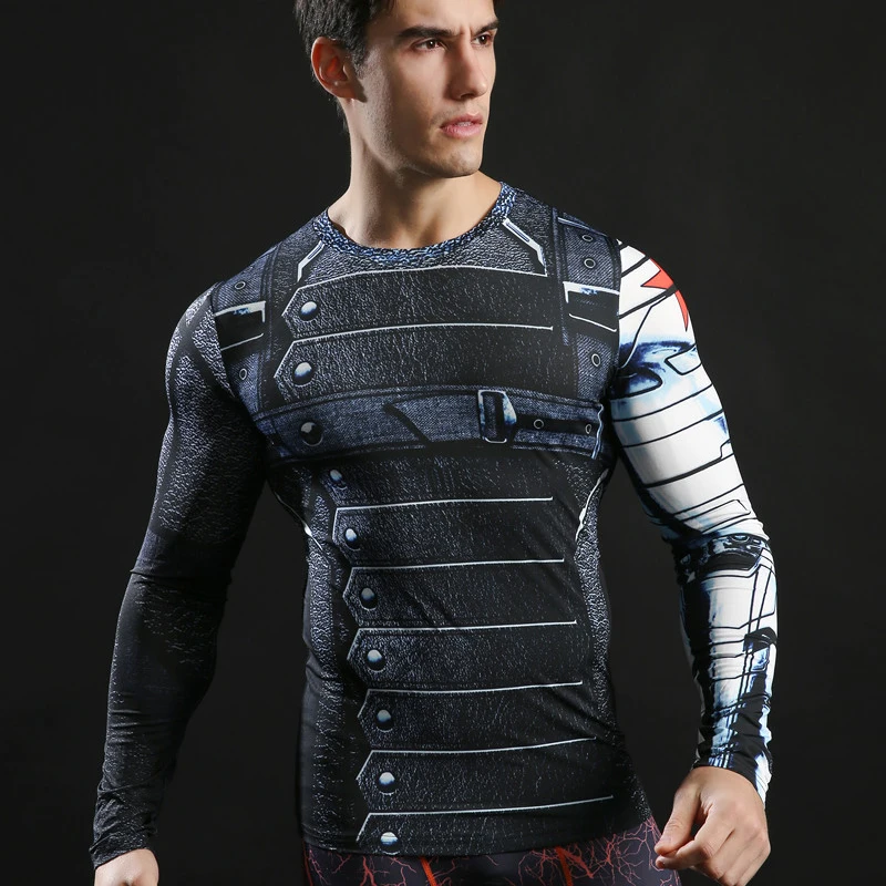 Camisetas de Soldado de invierno con estampado 3d camisetas de manga larga de compresión para hombre Camiseta deportiva 2017 capitán americano camisetas 2017 ZOOTOP oso Camisetas de Soldado de invierno con estampado 3d camisetas de manga larga de compresión para hombre Camiseta deportiva 2017 capitán americano camisetas 2017 ZOOTOP oso