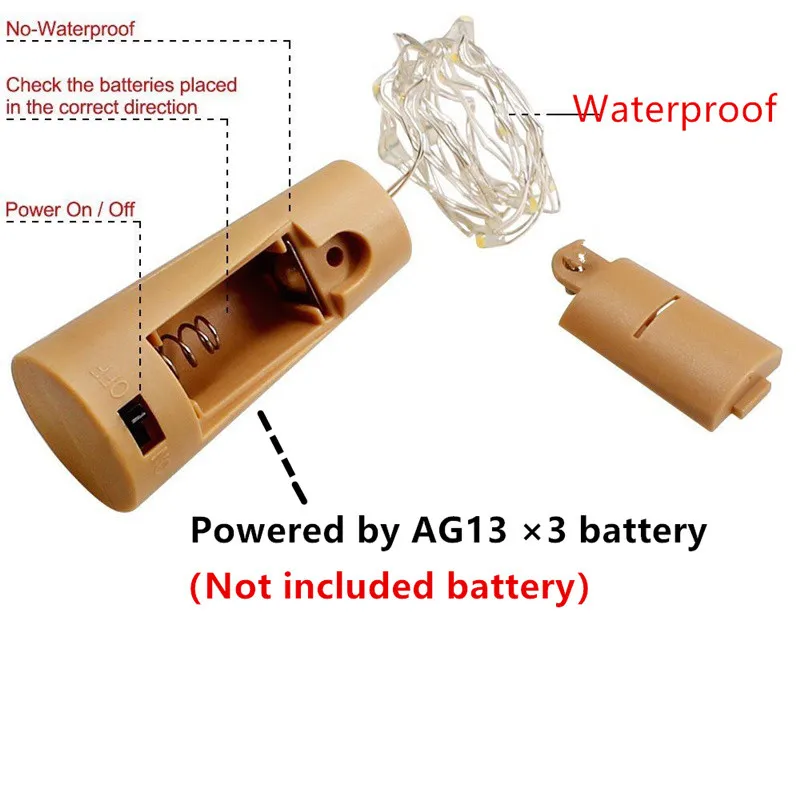 LED silver / copper wire 2 meters waterproof lamp glass bottle cap new year / Christmas gift / Valentine's Day wedding LED silver / copper wire 2 meters waterproof lamp glass bottle cap new year / Christmas gift / Valentine's Day wedding