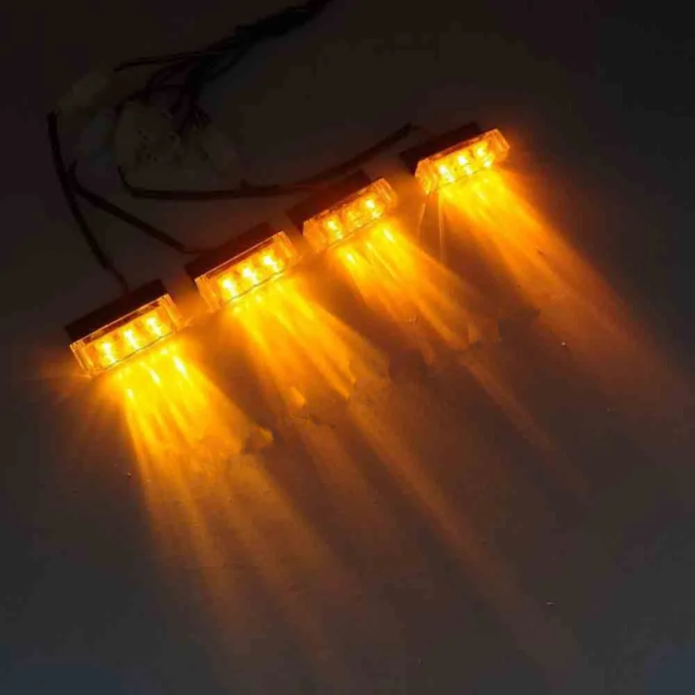 

CYAN SOIL BAY 4 X 3 LED AMBER/Yellow CAR STROBE FLASH LIGHT EMERGENCY 3 FLASHING MODES 12V