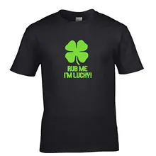 Cool Shirts Crew Neck Short-Sleeve Rub Me I’m Lucky Shamrock Lucky Four Leaf Charm St Patricks Day Premium Tee Shirts For Men