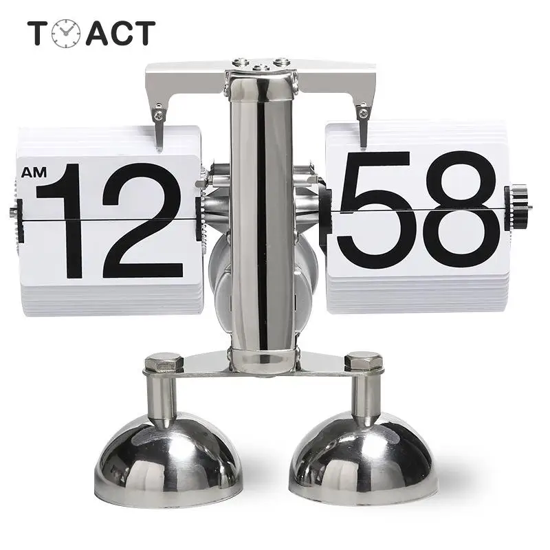 Продажа Настольные часы маленькие весы Ретро Флип настольные часы из нержавеющей стали Флип внутренний механический привод кварцевые часы