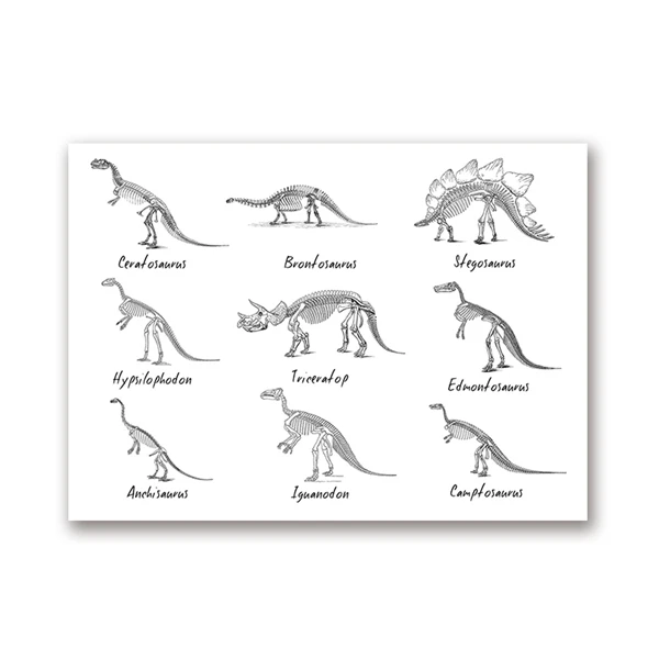 Динозавр диаграмма список мальчиков стены искусства печати и плакат, динозавр виды Палеонтология холст живопись для детской комнаты украшения - Цвет: PH1279