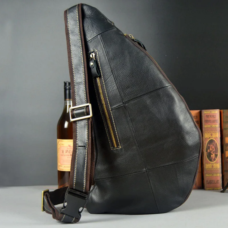 Мужская нагрудная сумка из натуральной кожи, известный бренд, нагрудная сумка на плечо, сумки-мессенджеры, повседневная винтажная Сумка-слинг