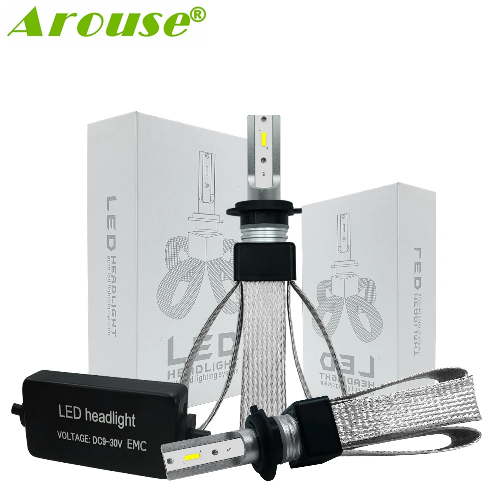 

AROUSE H7 H11 H1 9006 H4 9003 Hi lo Beam Car LED Headlight Braid Radiating CSP 60W 12000LM 6000K Lamp Auto Bulb Light HB3 HB4