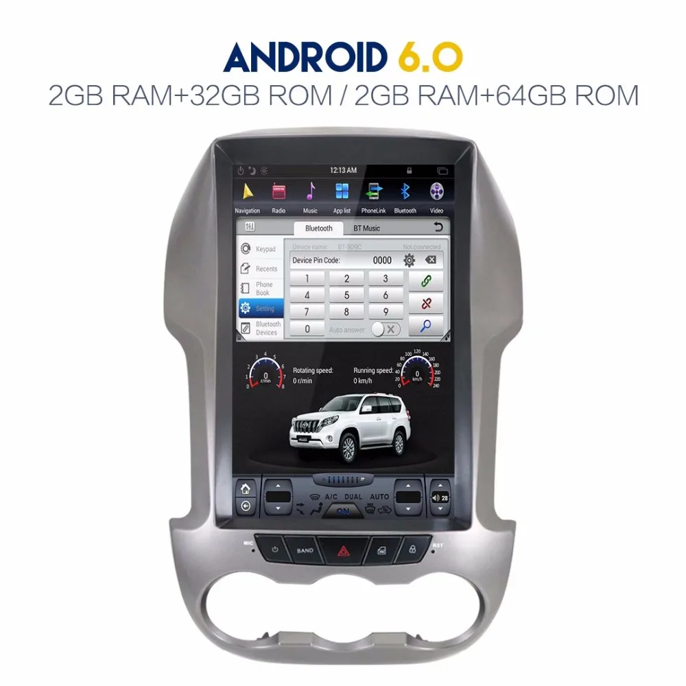 ZWNAV Tesla стиль экран новейшая система Android 9,0 без CD плеера gps навигация Автомагнитола для Ford Ranger F250 2011- карта