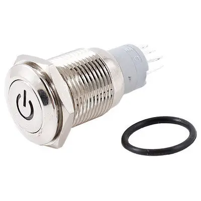 12V White LED Lamp 5-Pin Momentary 16mm Thread Dia Metal Pushbutton Switch | Обустройство дома
