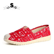 Холст Для женщин обувь мягкая подошва Повседневное эспадрильи мелкой дышащая обувь на плоской подошве Дамская обувь женская обувь большой Размеры
