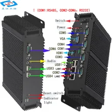 Fanless embedded computer with RS485 2xLAN mini industrial computer linux & window10 system