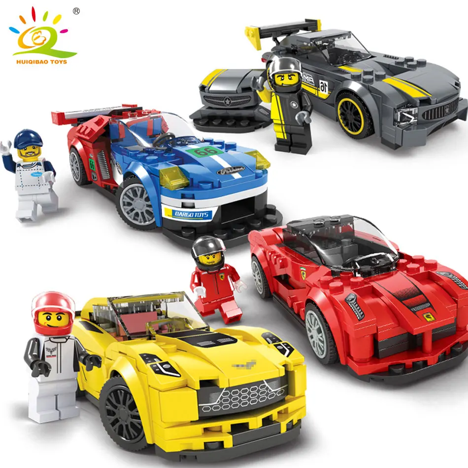 

8 styles City Series Racing car Building blocks compatible Legoed Speed car Racers figures DIY models bricks toys for children