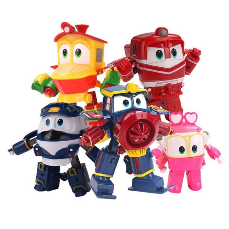 NEW Anime Robot Trains Transformation robot Kay Alf Dynamic Train Family Deformation Train Car action figure toys