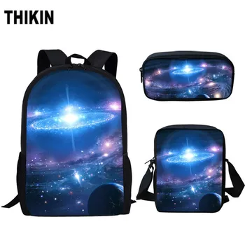 

THIKIN Fashion Children School Bags 3D Pretty Star Galaxy Pattern Orthopedics Schoolbags for Boys Teenagers Backpack Kids Custom