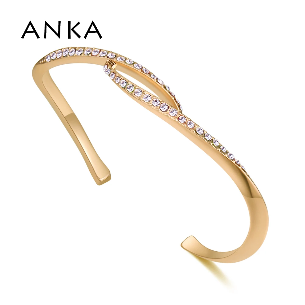 

ANKA Brand Fashion Hand Wave Crystal Cuff Bracelet Crystal Bangles For Women Luxury Wedding Party Jewelry #130535