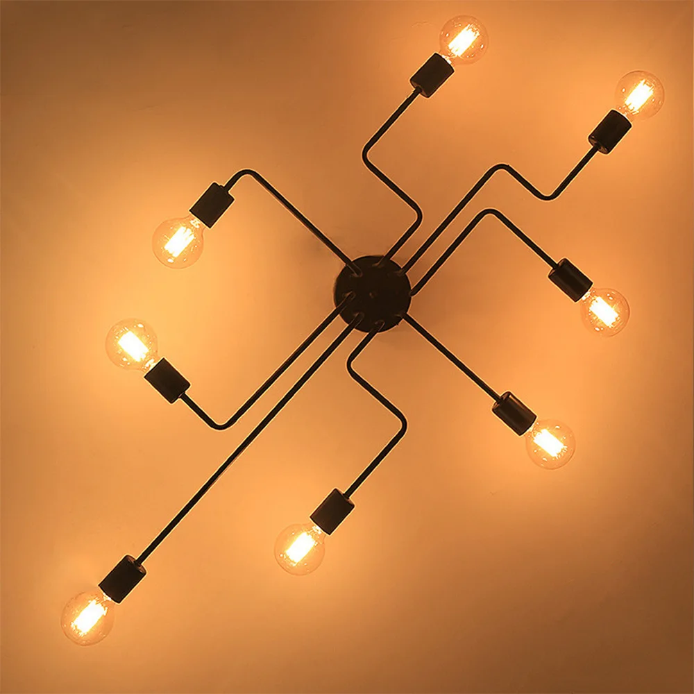 Us 48 0 20 Off Wrought Iron Chandelier On The Ceiling 4 6 8 Heads Chandeliers Ceiling Multiple Rod Ceiling Retro Nostalgia Lamp In Chandeliers From