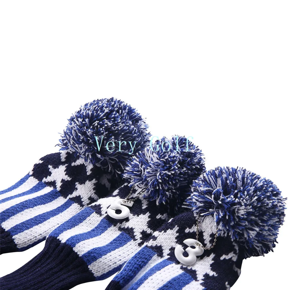 Pom Гольф Клуб Headcovers Шерсть вязать гольф водителя Fairway1#3#5# 460cc звезды и полосы чехол для G25 R15 головных уборов 3 шт./компл