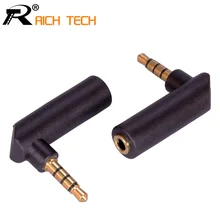 1 шт. золотой разъем 3,5 мм 4 полюса 90 градусов правый угол Женский до 3,5 мм 4 полюса Мужской аудио стерео штекер L форма jack разъем адаптера