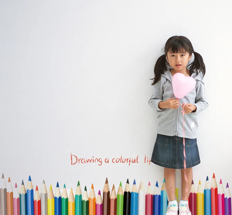 

colorful pen wall sticker for kids rooms Drawing a Colorful Life Wall Decals Stickers Art nursery children Room Decor Poster