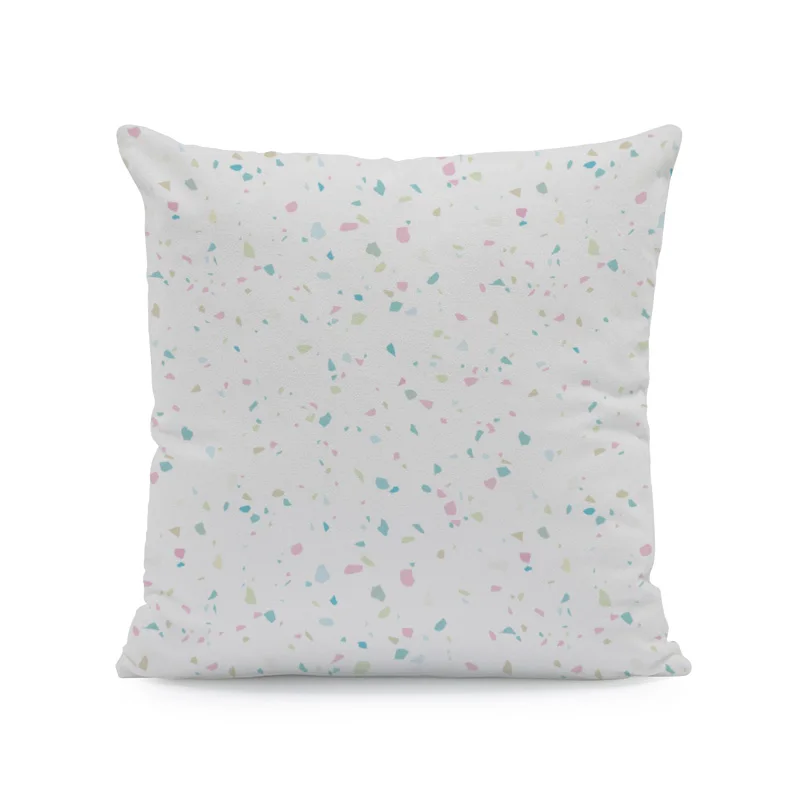 Fashion Literary Terrazzo Hug Pillow Stone Shard Stitching Pattern Comfortable Cushion Cover 45Cm Peach Skin Decorative Bedroom - Color: 10