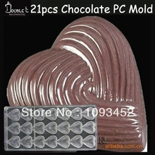 3.4x3.4x1.1cm* 21 чашки Шоколадное сердце прозрачный Поликарбонат Пластиковая форма для ручной работы инструменты качества