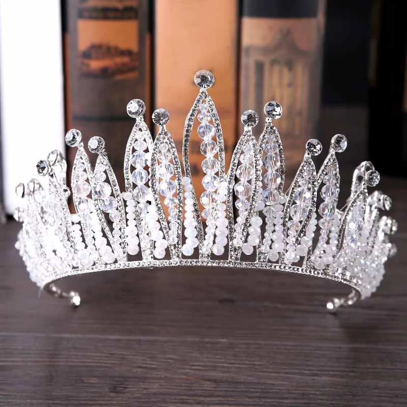 Роскошный Большой Кристалл Стразы свадебные тиары и короны принцессы Queen Pageant