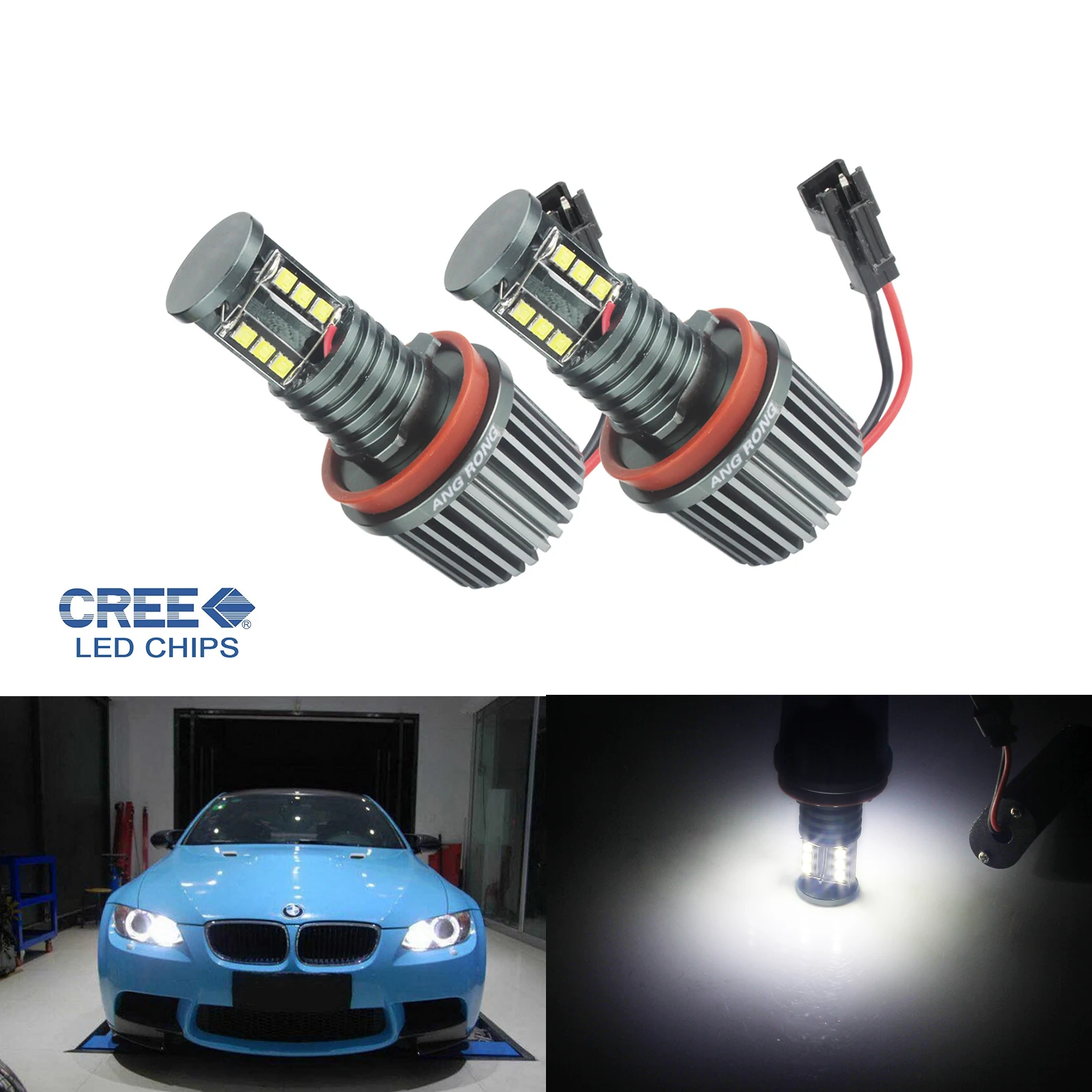 

ANGRONG 2 шт. для BMW LED Ангельские Глазки H8 60 Вт Halo Light Canbus E60 E61 E90 E91 E63 E64 LCI E89