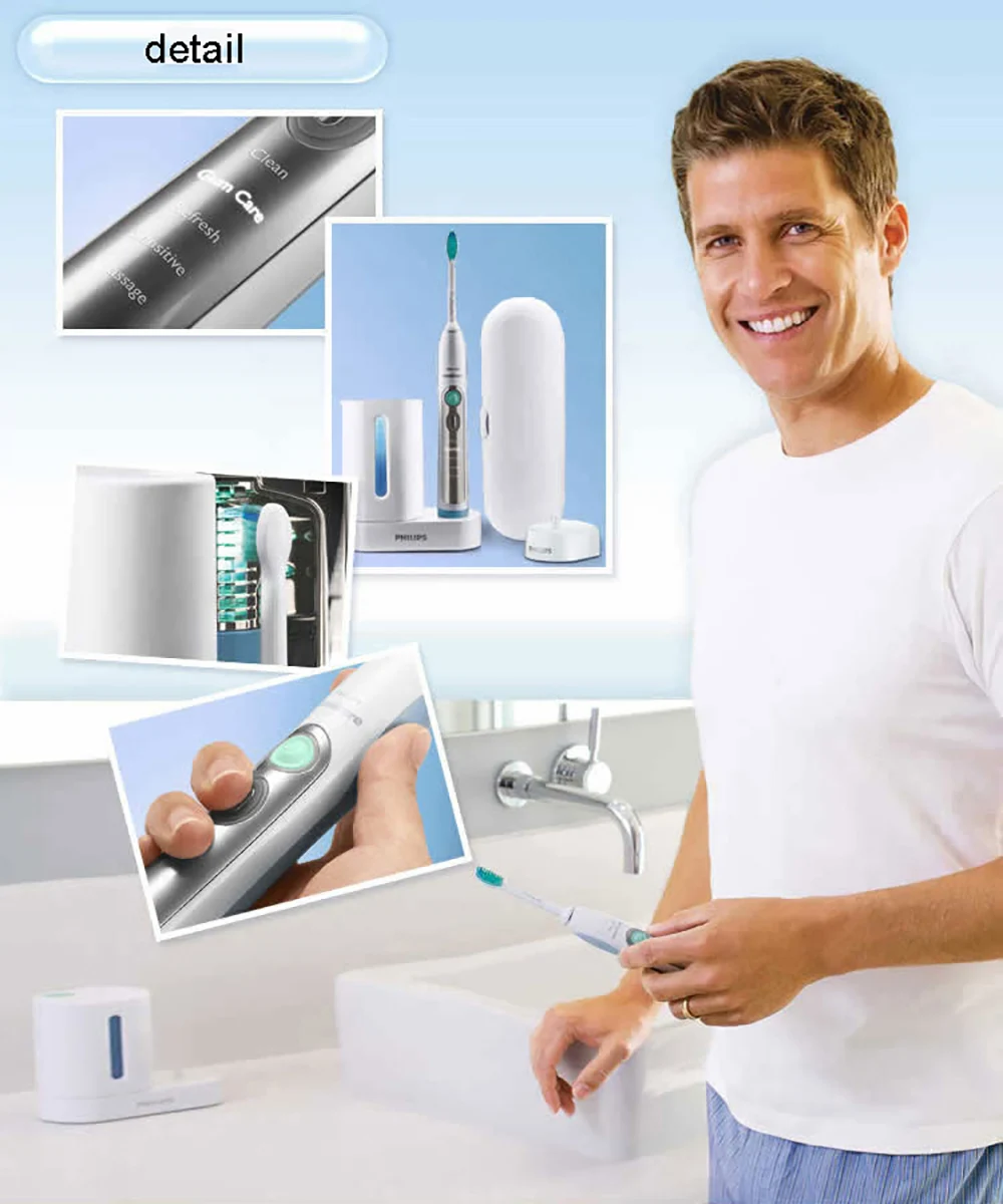 Электрическая зубная щетка Philips Sonicare FlexCare+ Sonic HX6972/10 с водонепроницаемой перезаряжаемой зубной щеткой для взрослых белого и серебристого цвета