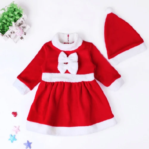 12 м-12 т детей Рождественская одежда комплект для маленьких мальчиков Обувь для девочек Санта Клаус костюмы костюм и платье Дети теплая одежда - Цвет: GIRL