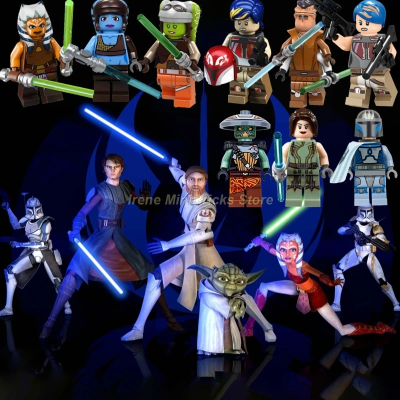 Звездные войны рыцарь-джедай Финн BB8 Ahsoka Tano Sabine Wren Ventress Leia Darth Vader Poe Dameron строительные блоки Звездные войны