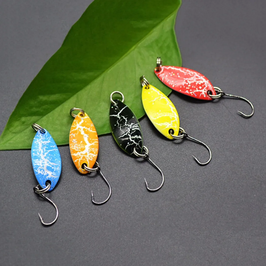 New 5Pcs 3.2cm/3g Metal Spoon Fishing Lure Spinner Bait For Trout Blinker Bass Artificial With Single Hook Fishing Accessories