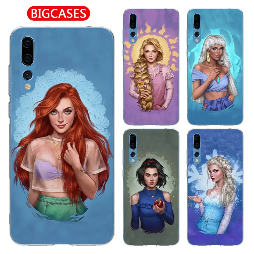 

For Huawei P20 Pro Case Cover 6.1" Soft TPU Silicone Cute Sexy Girl Rapunzel Mermaid Snow White Elf Princess Painted Phone Case