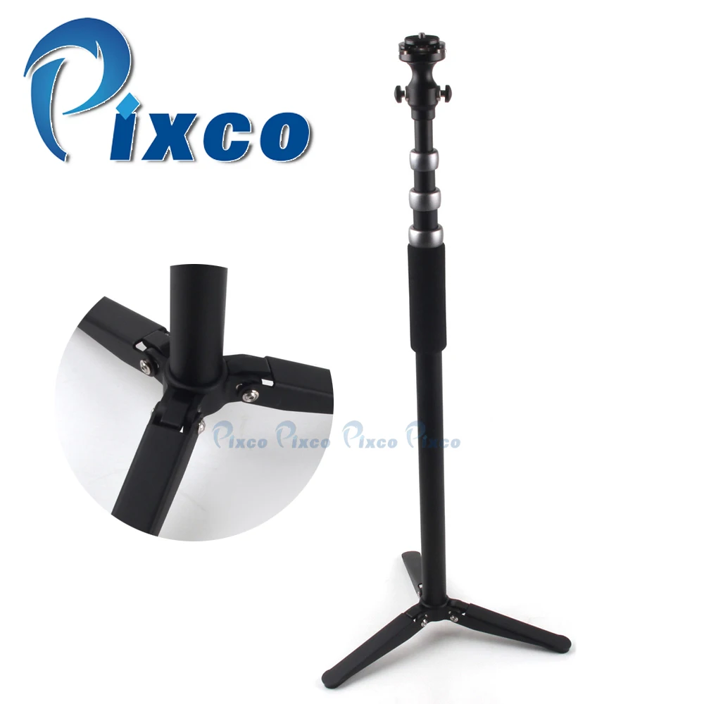 Pixco Photography accessories professional unipod retractable Monopod Leg 1/4' Tripod Head + Quick Release Plate silver