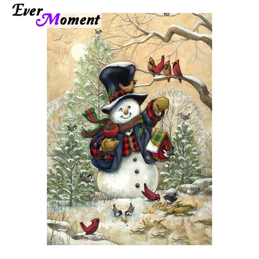 

Ever Moment Diamond Painting Cross Stitch Snowman and Bird Mosaic Full Square Drills Rhinestone Home Decoration ASF1167