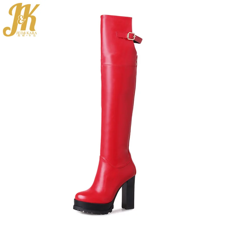 JK большой Размеры 33-43 новый Ботфорты Для женщин супер женская обувь на высоком каблуке на молнии весенние сапоги на платформе Туфли с