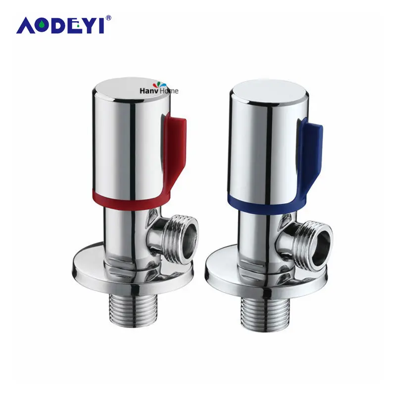 AODEYI 2 шт. красный и синий 1/2 "Мужской X1/2" Мужской латунь ванная комната Угловой запорный клапан Chrome медный кран Туалет бассейна Прачечная