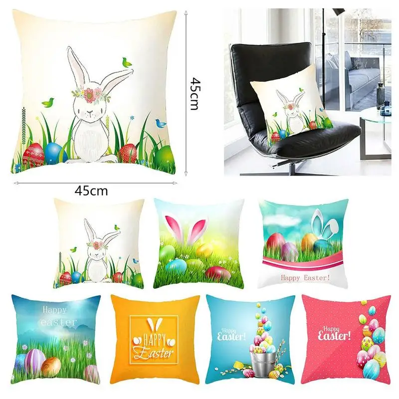 

2019 Happy Easter Pillows Cute Bunny Pillow Cases Rabbit Cushion Cover Easter Decorations For Home