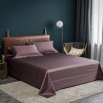 

Embroidery Flat Sheet Top sheet Ultra Soft Silky Egyptian Cotton Bed Sheet Pillow shams Breathable No Wrinkle Fade Resistant