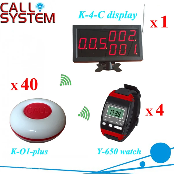 1 Display Panel with 40 Table Buttons and 4 waitress watch receiver Service Call Waiter Call Bell System 1 Display Panel with 40 Table Buttons and 4 waitress watch receiver Service Call Waiter Call Bell System