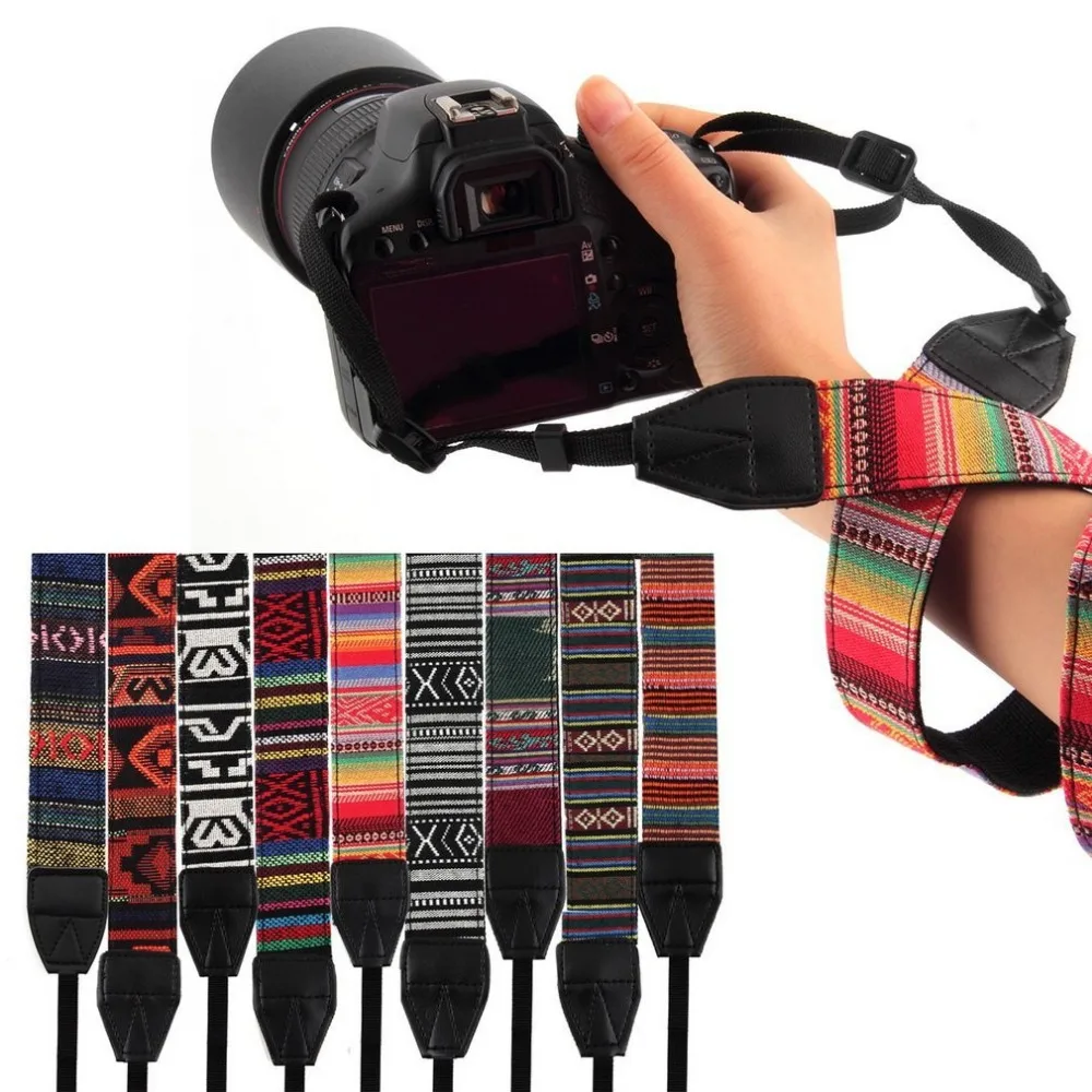 

3 in 1 Camera Straps Vintage Hippie Style Canvas Shoulder Neck Durable Cotton for Nikon/Pentax/Sony/Canon DSLR Camera