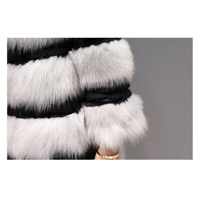 QAZXSW Fox Fur Coat 2017 New Autumn and Winter Real Fur Jacket Women Fashion Fox Fur Jacket Female Parkas LH1306