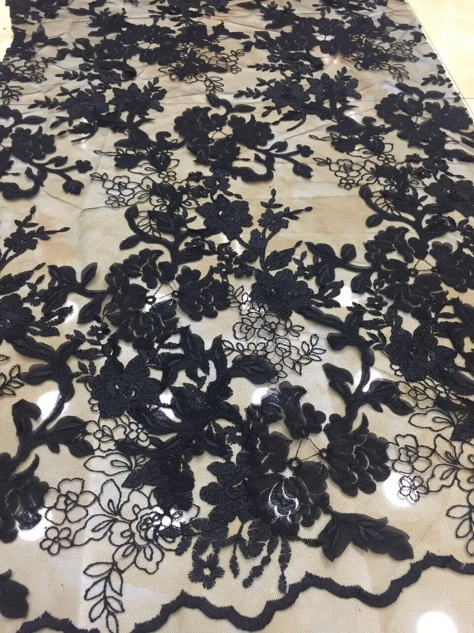 

French net Fabric with beads 3D flower Embroidered Tulle Fabric African French Lace Fabric High Quality