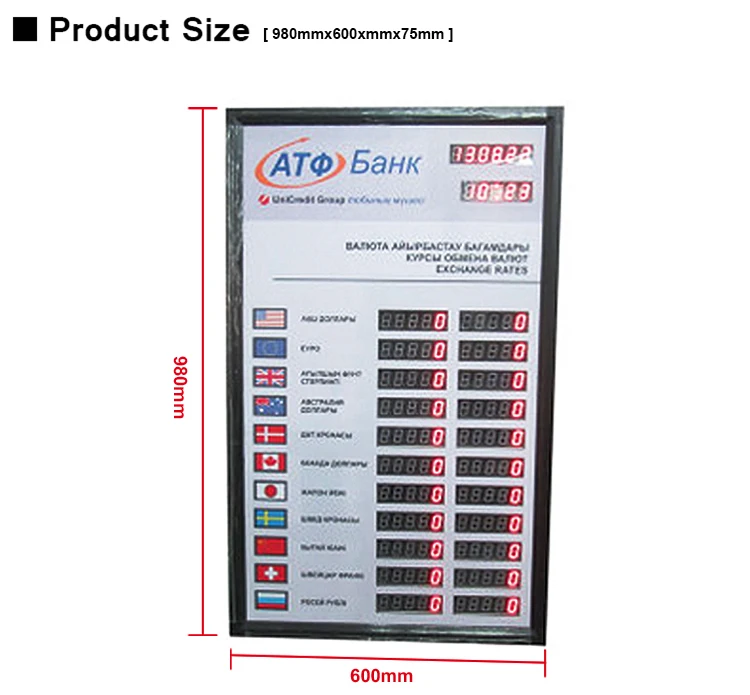 Led  Dispaly Sign 1.0 Red Digit Number board Indoor LED Exchange Rate Board Language for Kazakhstan (2)