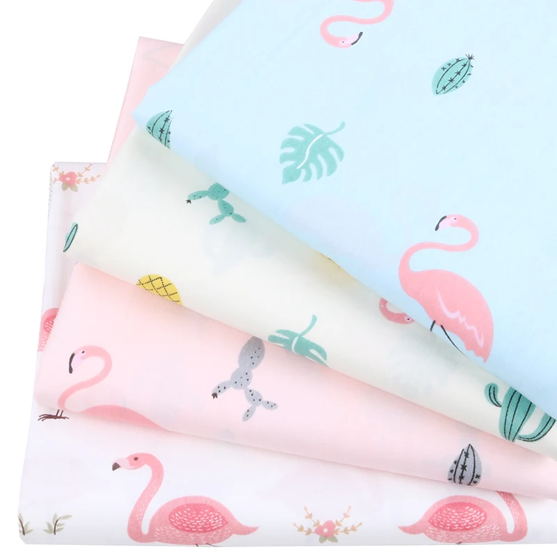 Nanchuang 4 шт./лот/партия саржевая хлопковая ткань с принтом фламинго Лоскутная Ткань