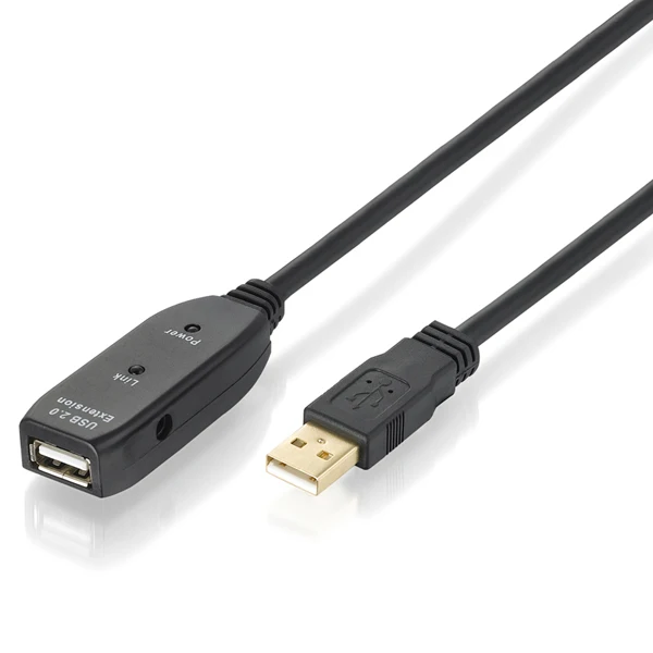 Bochara USB 2,0 Удлинительный кабель папа-мама активный репитер встроенный Микросхема двойной экранированный 5 м 10 м 15 м - Цвет: All Black