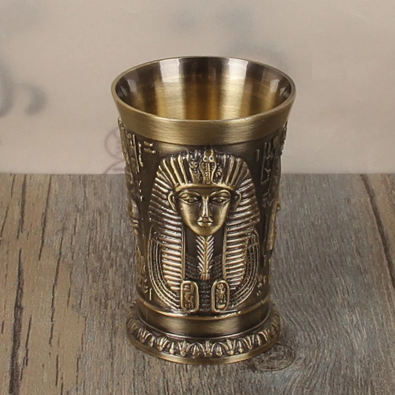 3 шт./партия египетский фараон MugMyth Ретро медная чашка бронзовая 3D рельеф винный ликер Спирит рюмка Клеопатра рамезская антикварная кружка - Цвет: Cleopatra 3 Pcs
