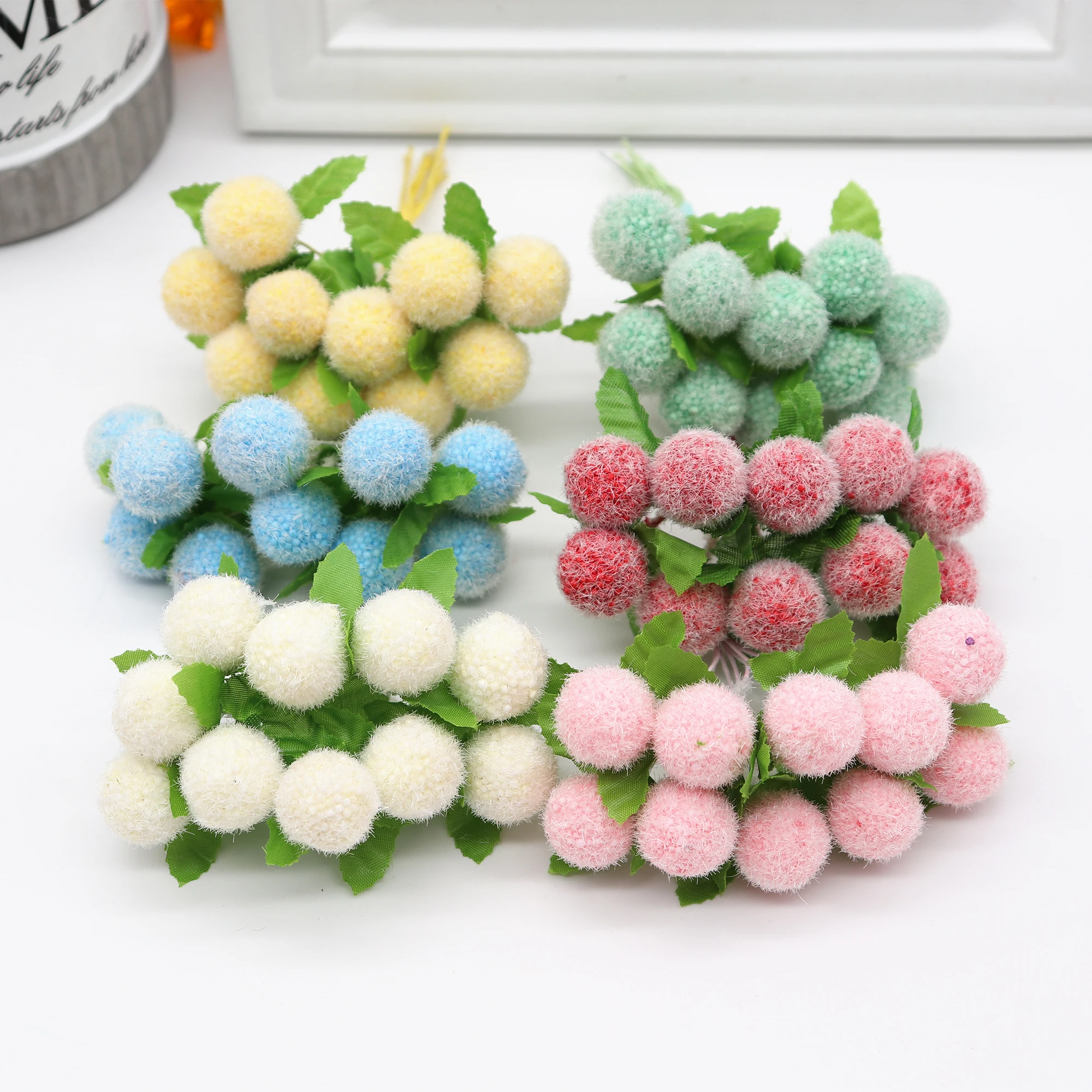 

10pcs Foam Cherry Stamens Chiffon Artificial Flower Wedding Home Decoration diy Wreath Gift Box Cut & Clip Craft Fake Flower