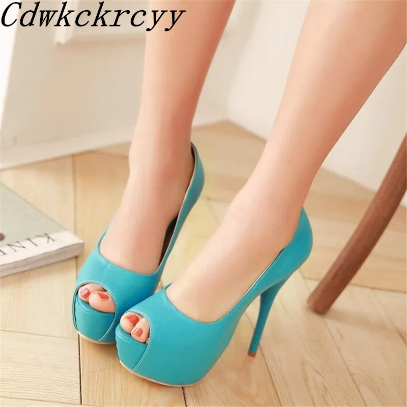 

Spring and Autumn New pattern fashion Fish mouth green Sweet Super high heel Waterproof banquet marry Women Shoes size 34-43
