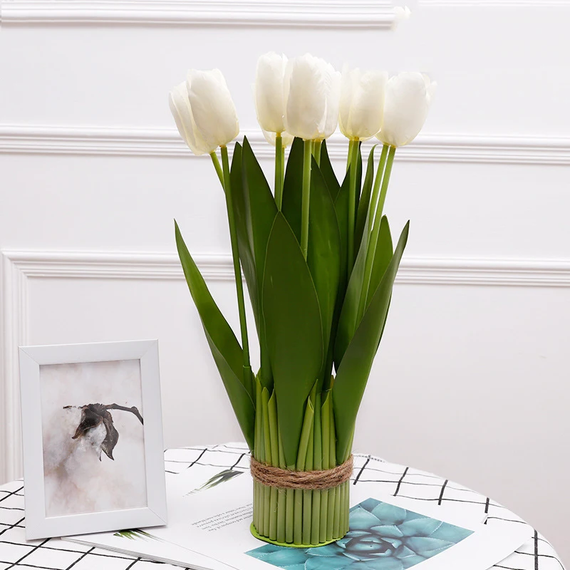 12 шт. Искусственный тюльпан цветочный узор поддельные цветы весенние цветы для настенного декора стол Свадебный центральный