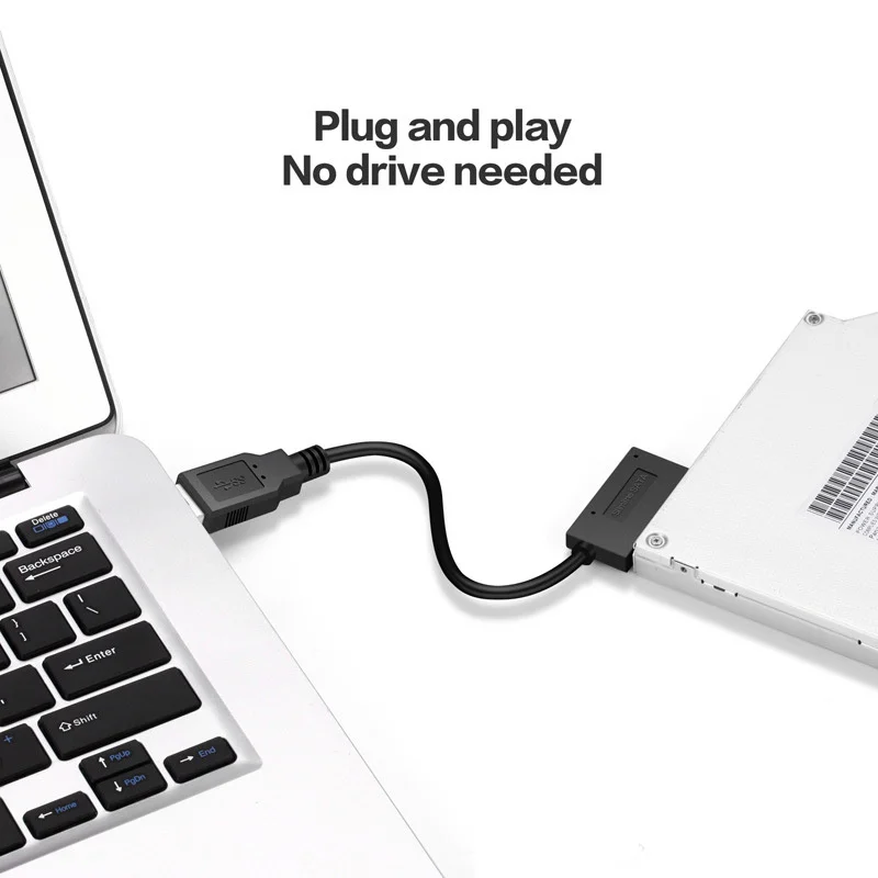 

USB 2.0 To Mini Sata II 7+6 13Pin Adapter Converter Cable for Laptop CD/DVD ROM Slimline Drive