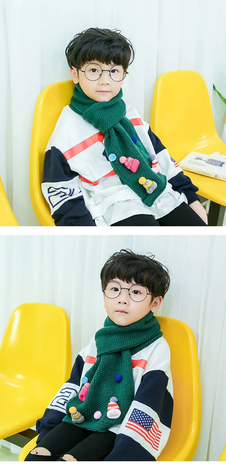 Mingjiebihuo новые модные однотонные теплые и удобные шарф От 2 до 15 лет детский вязаный милый дикий двойного назначения шарф